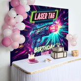 Aperturee - Aperturee Colorful Laser Tag Games Birthday Bash Backdrop